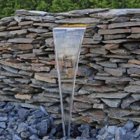 30cm Edelstahl Wasserfall mit LED-Beleuchtung warmweiß