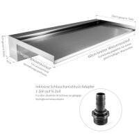 60cm Edelstahl Wasserfall mit LED-Beleuchtung warmweiß