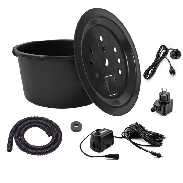 Springbrunnenpumpe SP1-S mit 90l Becken Set und LED Beleuchtung